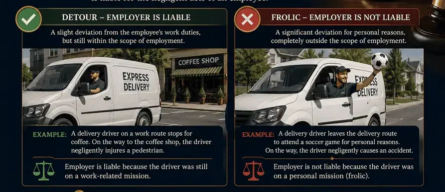 Difference Between Frolic And Detour In Employer Liability